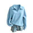 thumbnail image 7 of Hurxie Womens Oversized V Neck Fleece Sweatshirt Casual Long Sleeve Sweatshirts Collared Pullover Sweatshirts, 7 of 7