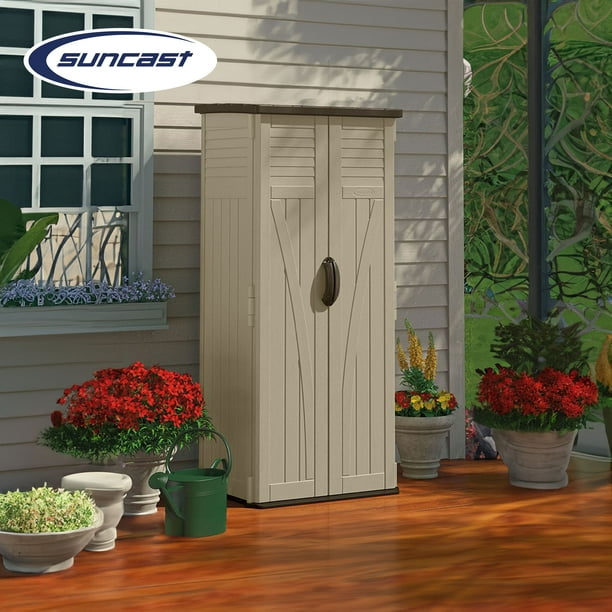 Suncast 22 Cubic Feet Waterproof Vertical Tall Outdoor Backyard