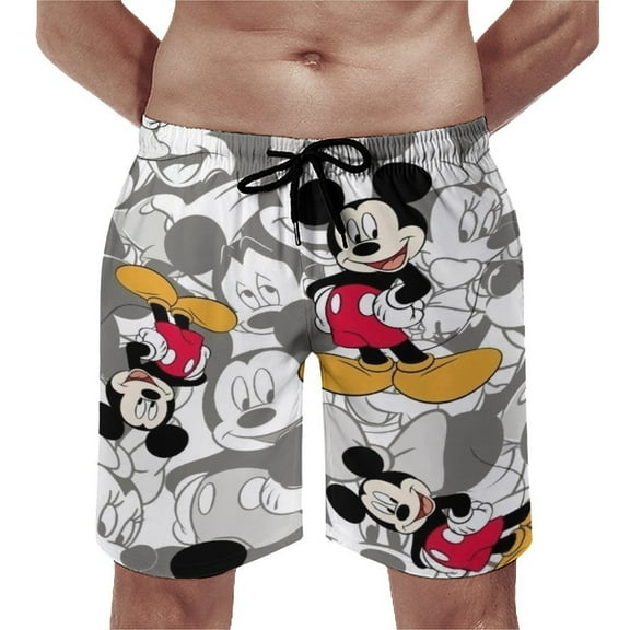 Cartoon Shorts Men's Beachwear Quick Dry Hawaii Swimwear Sports Running Board Shorts Bathing Suits Mesh Lining XS