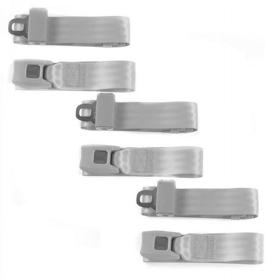 SafeTBoy 660482 Ford Falcon 1964-1965 Standard 2 Point Gray & Grey Lap Bench Seat Belt Kit - 3 Belts