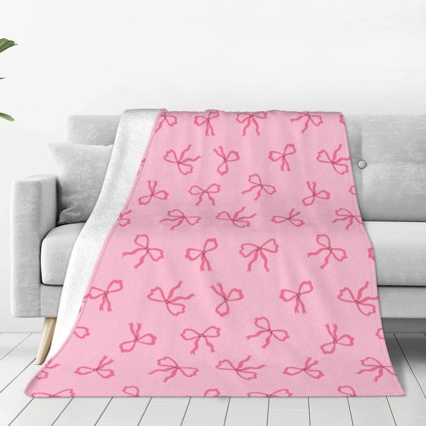 Balery Pink Bows Manta de Felpa Suave y Acogedora – Cobija de Franela Aterciopelada para Cama, Lavable y Cálida para Sofá, Mascotas, Transpirable-60"x50"