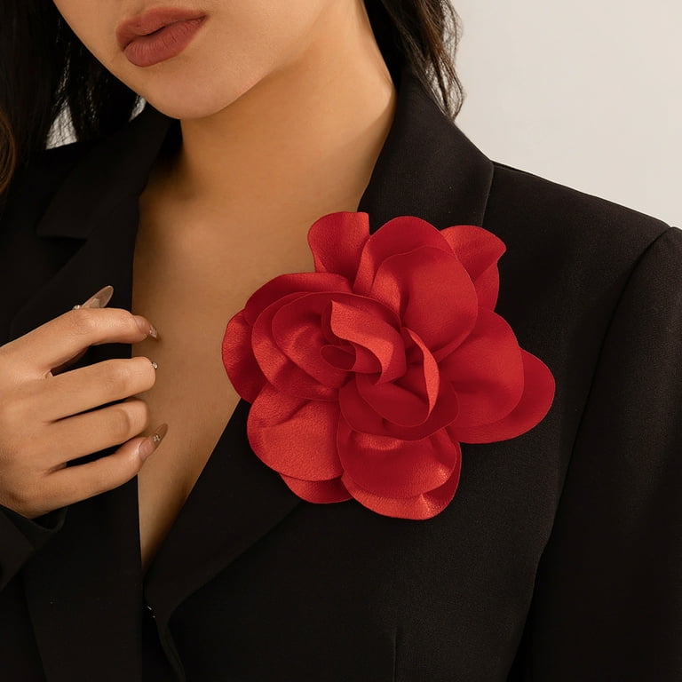 SIEYIO Elegant Fabric Flower Lapel Pin Jewelry Stylish
