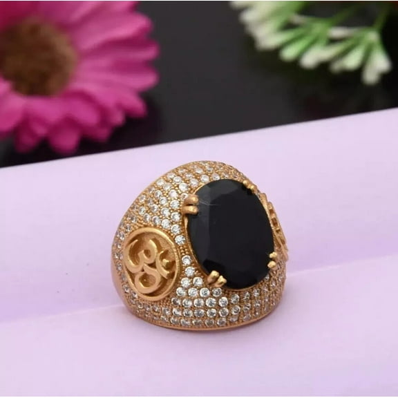 2Ct Lab Created Diamond Men's Religious Hip Hop Ring in 14K Yellow Gold Plated