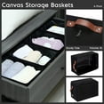 thumbnail image 6 of Hinwo 6-Pack Small Canvas Fabric Storage Baskets Set with Handles, Open Storage Bins, Cube Storage Organizer, Shelf Organizer Bins for Closet, 7.9L, 12 x 8 x 5 Inches, Black, 6 of 7