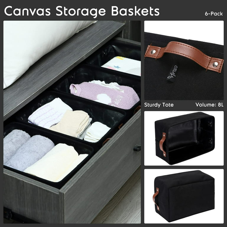 Small Storage Baskets Small Fabric Bins for Closet, 6 Pack
