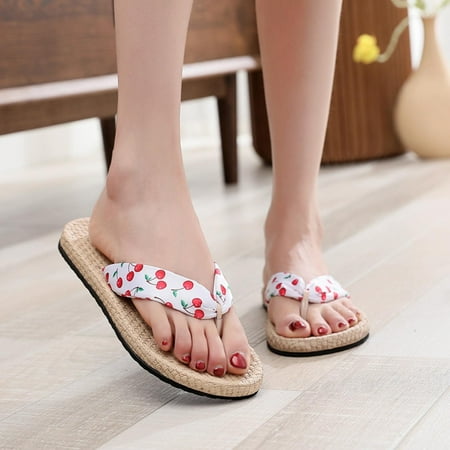 

Zedker House Slippers For Women Slippers With Arch Support For Women Imitation Straw Espadrille Women s Sandals Floral Flat Beach Flat-Heel Clip-On Women s Slippers Clearance