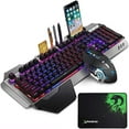 thumbnail image 4 of XINMENG Wireless Gaming Keyboard and Mouse,Rainbow Backlit Rechargeable Keyboard Mouse 3800mAh Battery Metal Panel,Removable Hand Rest Mechanical Feel Gaming Mute Mouse for PC PS4 PS5 Xbox Gamers, 4 of 7