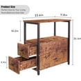 thumbnail image 5 of End Table Narrow Side Table with 2 Wooden Drawer, Nightstand Sofa Table for Small Spaces, Small End Table with Storage for Living Room,Bedroom, Rustic Brown and Black 24in, 5 of 8