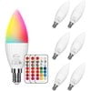 E12 LED Light Bulbs 5W, 40W Equivalent, Small Base Candelabra Light Bulbs, LED Color Changing Light Bulbs, Dimmable Color LED Bulb with Remote RGB Cool White 5700K