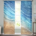thumbnail image 3 of Blue Ombre Coastal Semi Sheer Curtains 96 Inch Length 2 Panels Set, Summer Nautical Beach Ocean Seaside Sheer Kitchen Curtain Privacy Voile Window Curtain for Living Room Bedroom Rod Pocket Drapes, 3 of 7