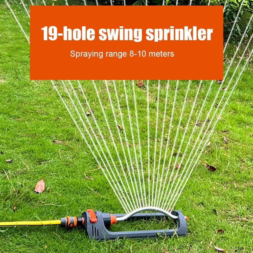 Emlimny Oscillating Sprinkler with 19-Hole Brass Nozzle 4-Way Adjustable Spray Oscillating Sprinkler, Garden Tool for Lawns up to 4,000 sq.ft,Heavy Weight Base, Built-in Spray Jet Cleaning Needle