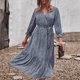 thumbnail image 1 of Vestido de manga larga y cintura alta, vestido largo holgado con estampado de leopardo y mangas largas para mujer, vestido maxi con lazo en la cintura, uso práctico, 1 of 6