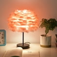 thumbnail image 2 of Lámpara LED de mesa de plumas de estilo nórdico, lámpara de mesita de noche romántica, luz de mesa de plumas de ganso para boda, sala de estar, dormitorio, decoración de Hotel, 2 of 4