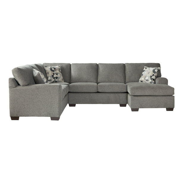 Manisa Fabric Sectional Sofa In Camelot, Gray Fabric Sectional Sofa
