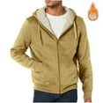 thumbnail image 2 of KHONTS,Men's Sherpa Lined Full Zip Oversized Hoodies Cozy Long Sleeve Hooded Sweatshirts Fall Winter Fashion Warm Outwears with Pockets Yellow XL, 2 of 7