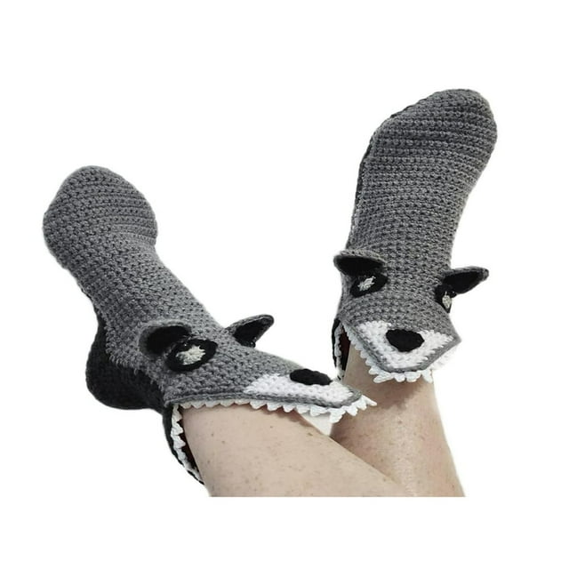 Knitted Crocodile Socks 3D Animal Socks Knitting Pattern Socks Fun Christmas Gift to Kids Adults