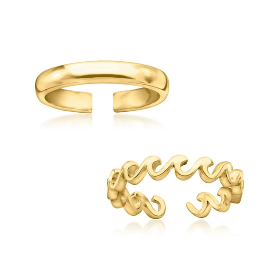 Ross-Simons 18kt Gold Over Sterling Jewelry Set: 2 Toe Rings, Women's, Adult