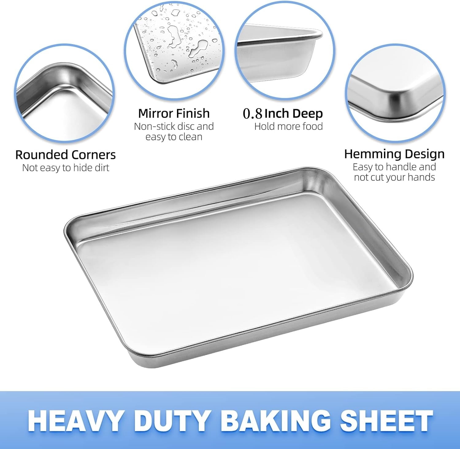 Roasting Pan with Rack - Baking Sheet + Baking Rack,Stainless Steel Cookie Sheets for Baking, Toaster Oven Tray Pans,Rust & Warp Resistant & Nonstick Dishwasher Safe - Size 14 x 10.6 x 0.8 inch