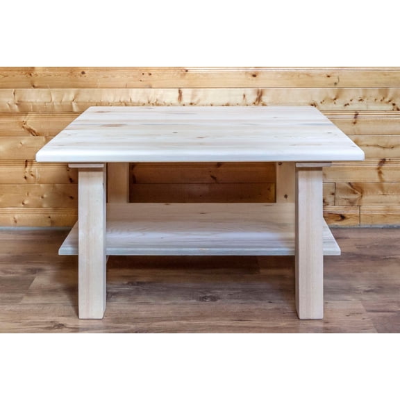 Homestead Collection Cocktail Table w/ Shelf, Ready to Finish