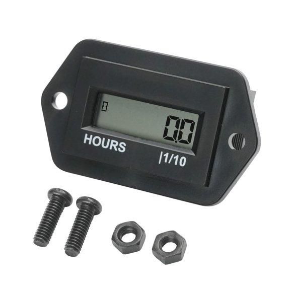 Runleader Compteur d'Heures LCD, AC/DC 4.5V à 60V, Stockage de Données et Design Étanche pour Tondeuse à Gazon Club Car Forklift Go-Kart etc.