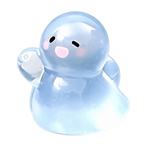 Mini Halloween Ghost Squishy Toy with Soft Squeezable Material and Cute Waving Design, Translucent Light Blue, for Kids and Adults Halloween Party Favors, Squeeze Toy