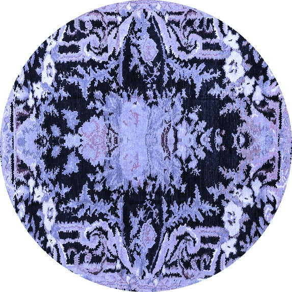Ahgly Company Indoor Round Medallion Blue French Area Rugs, 3' Round