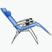 Kamp-Rite Outdoor Folding Zero Gravity Camping Beach Lawn Chair, Blue