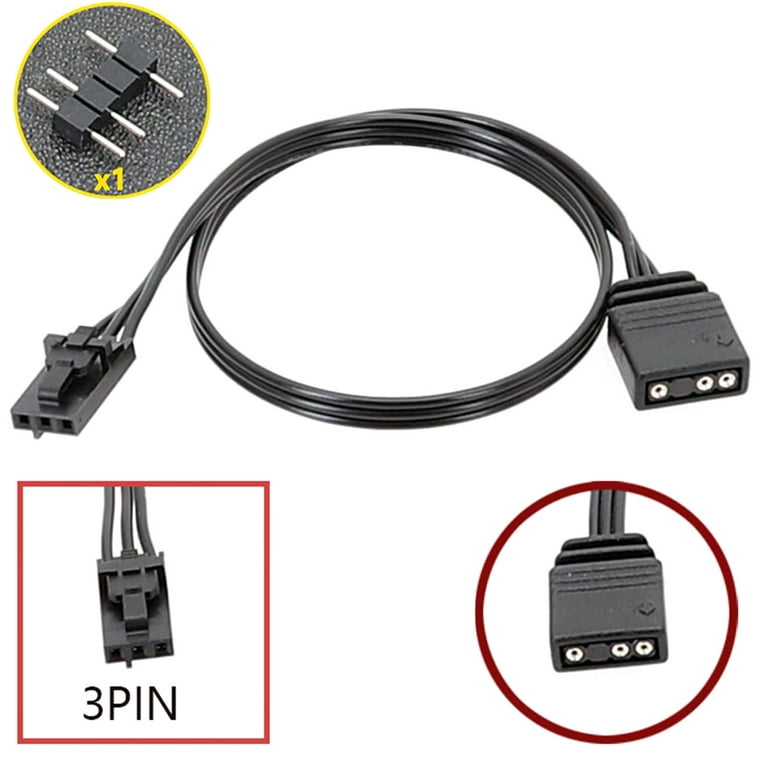 Airgoo 5V 3Pin ARGB Adapter Cable, for Motherboards 5V 3Pin ARGB  Header(+5V,Data,N/A,GND), Make it Easy Connect to Any 3Pin SM Connector
