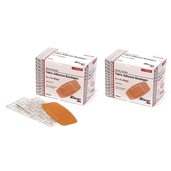 Pro Advantage P150125 Adhesive Bandage Strips  2 in. x 4 in.  (Set of 2 Boxes of 50)