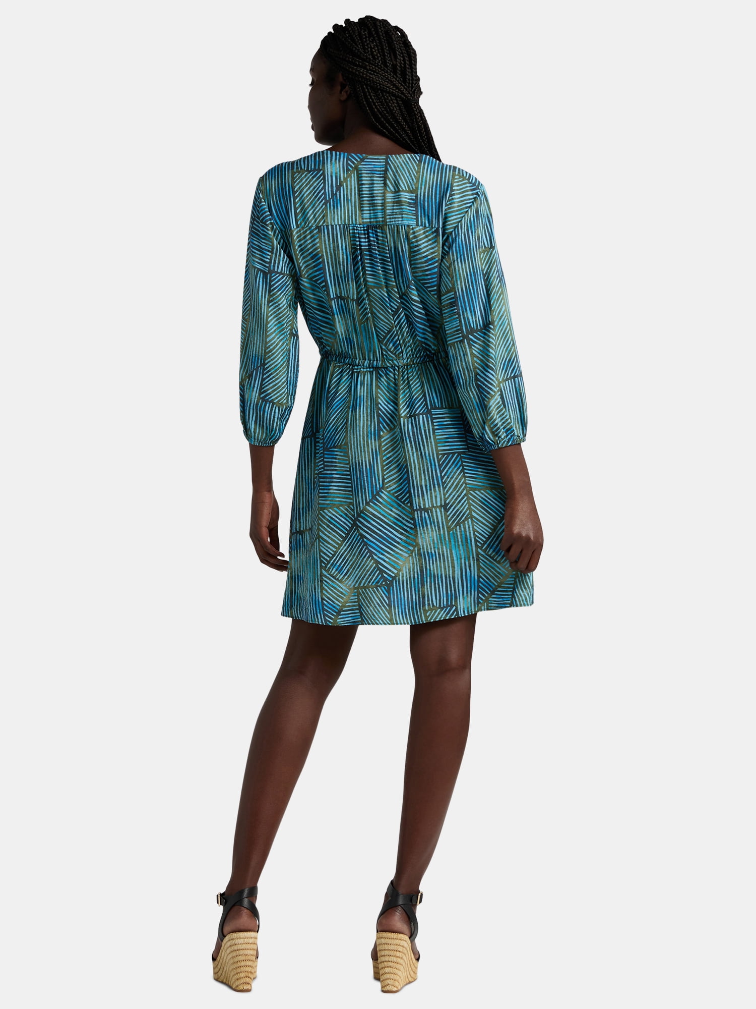 Time and Tru Women's and Women’s Plus Mini Wrap Dress, Sizes XS-4X