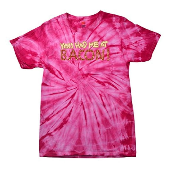Bacon Lovers Short Sleeve T-shirt You Had Me at Bacon-Pinktiedye-XXL