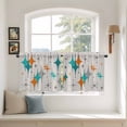 thumbnail image 3 of Teal Orange Boho Tier Curtains, Middle Century Geometric Abstract Light Filtering Kitchen Curtains, 2Pcs Rod Pocket Half Window Treatments Panels for Sink Cafe Cabinet Camper 27.5x24 Inches, 3 of 9