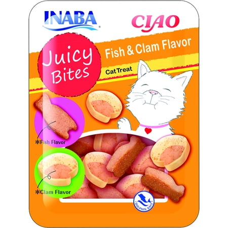 Juicy Coat - Inaba Ciao Juicy Bites Fish and Clam Flavor Cat Treats, 3 packs