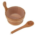 Sauna Bucket Ladle Set Leakage Proof Steam Room Wooden Barrel with Plastic Liner for SPA