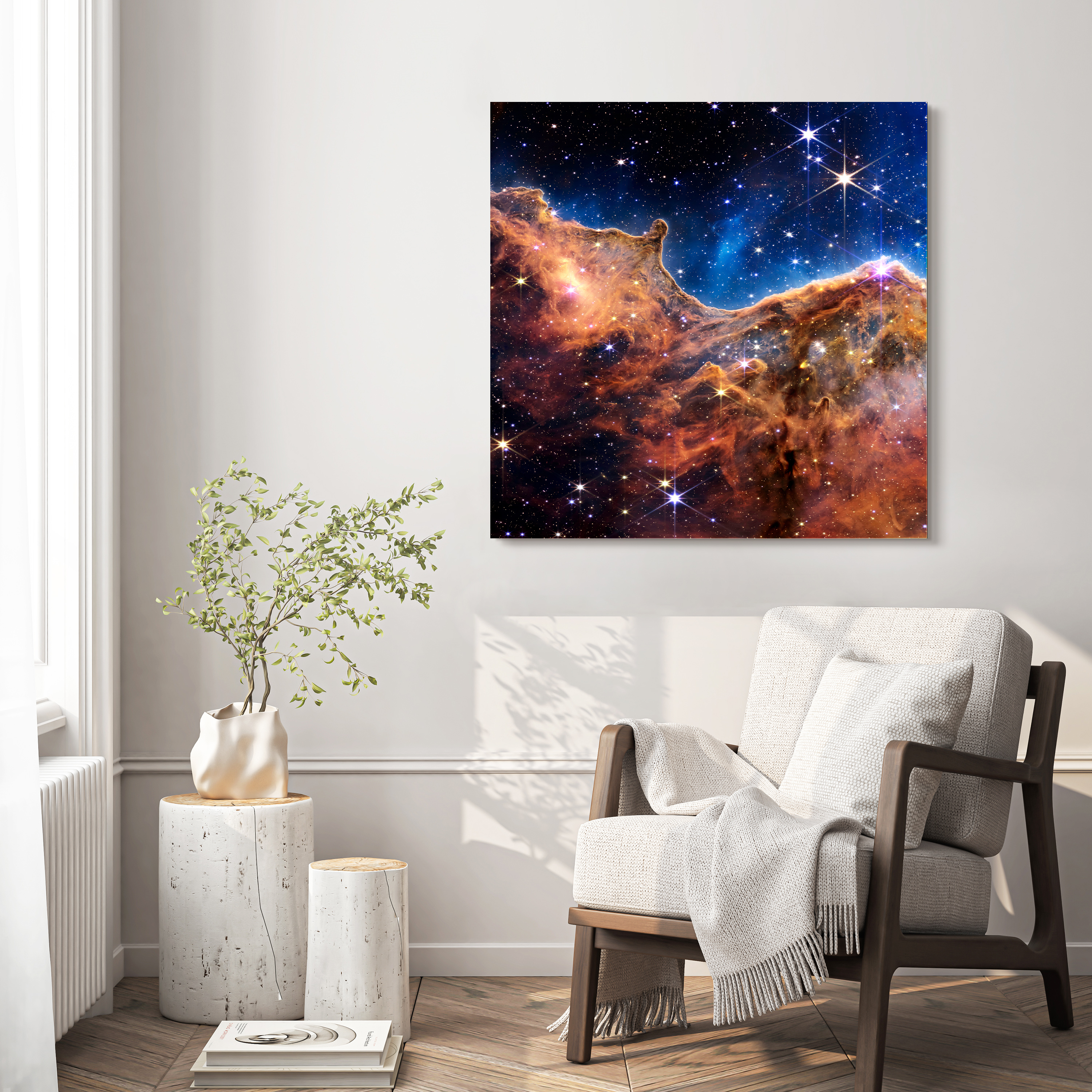 "Mountains of the Carina Nebula I" Frameless Free Floating Reverse Printed Tempered Glass Wall Art