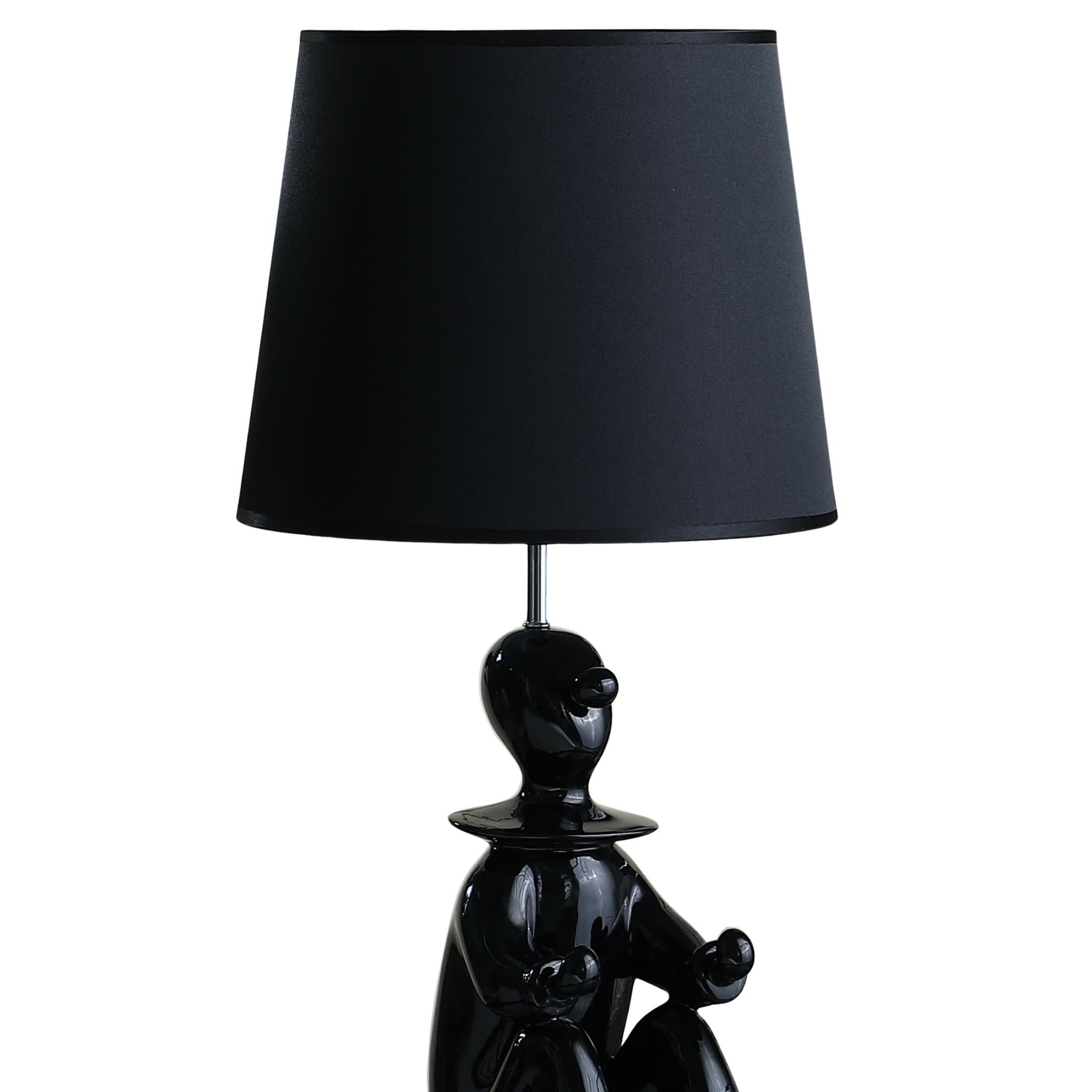 Noble House 21.25" Clown Figurine Table Lamp, Convenient Phone Holder, Semi-Drum Shade, E26 Light Bulb, Black