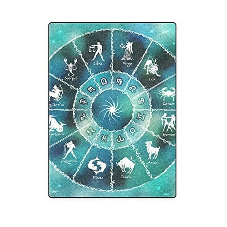 CADecor Blue Neon Horoscope Circle With Signs Of Zodiac Couch Sofa or Bed Fleece Blanket Throw 58x80 (Best Horoscope In Bed)