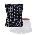 thumbnail image 4 of Summer Kids Baby Girls Floral Sleeveless T-shirt + Shorts Set with Fashion Belt, 4 of 12