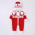 thumbnail image 2 of Coerni New Born Baby Girls Boys Christmas Sweater Jumpsuit Winter Knit Romper Clothes Button Bodysuit Jumpsuit Hat 2pcs Outfit, 2 of 4