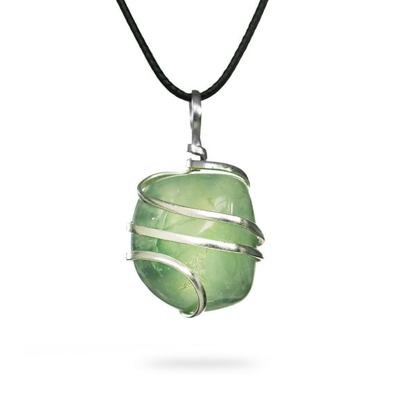 Prehnite Gemstone Pendant Necklace - Natural Crystal Healing - Chakra Pendants - Crystal Gifts for Women