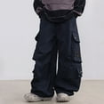 thumbnail image 2 of Ulitacool Boy Slacks Straight Leg Cargo Pants For Wear With Multiple Pockets Style Trousers Loose Fit Joggers For Kids School Outdoor Daily Use For Growing Children Cute Slacks Navy 14-15 Years, 2 of 9