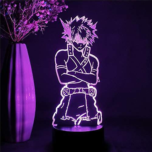 Lámpara de Anime, luz de noche, ilusión, figura de My Hero Academia, Bakugou Katsuki, lámpara 3d para chico, dormitorio, decoración Led, iluminación, regalo de Pascua para niños Feliz Sencillez