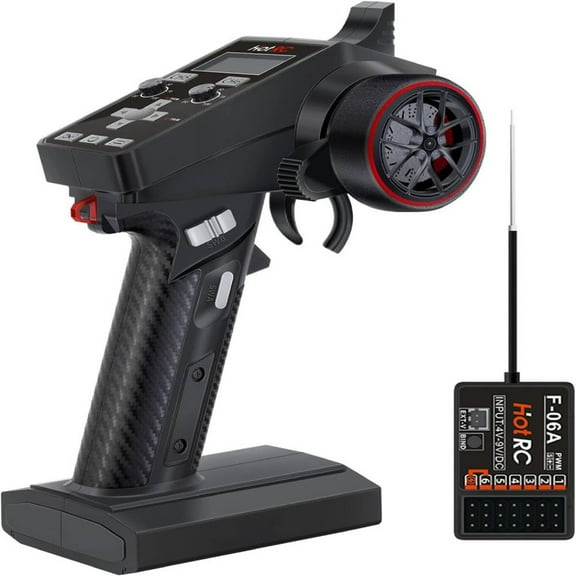 KGOTA 6 Channel 2.4G Rc Transmitter with Receiver with Lcd Screen Anti-jamming Remote Controller Long Distance 300m Remote Control Receiver for Rc Car Crawler Boat