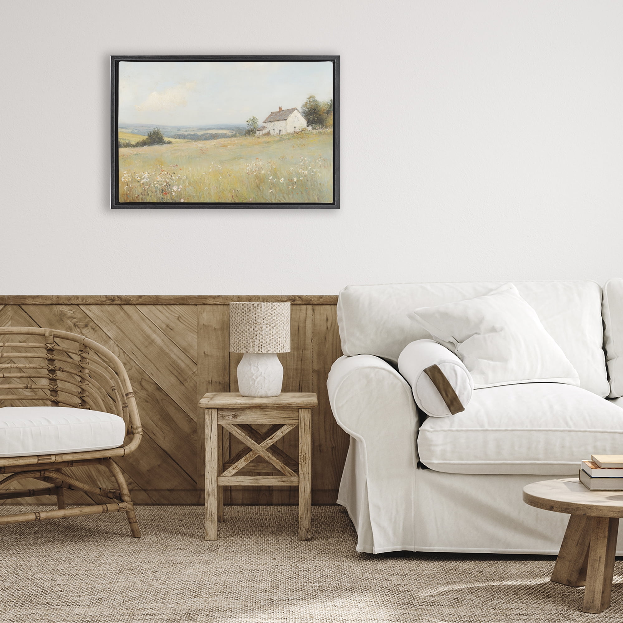 Stupell Industries Little House In The Prairie Black Framed Floater Canvas Wall Art, design by Petal Prints Design
