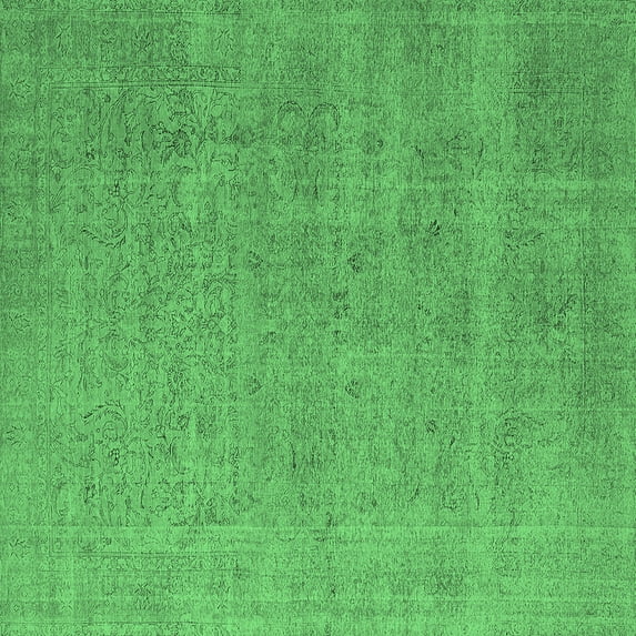 Ahgly Company Indoor Square Oriental Emerald Green Industrial Area Rugs, 7' Square