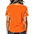 thumbnail image 4 of Women's V Neck Halloween Tops Short Sleeve Casual T-Shirts Funny Pumpkin Car Graphic Tees Flattering Blouses for Fall Holiday Party Everyday Activewear, 4 of 5