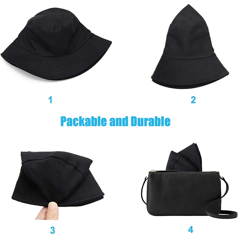 Unisex Cotton Packable Bucket Hat Sun Hat Plain Colors for  display picture 3