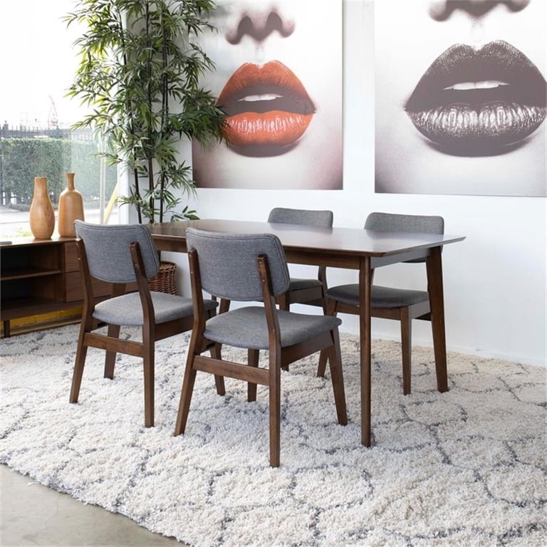 Allora 5-Piece Rectangular Dining Set w/ 4 Fabric Dining Chairs in