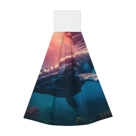 

Coaee Sunshine Ocean Whale for Fast Absorbent Hanging Towels with Velcro for Kitchen Bathroom Laundryroom