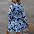 thumbnail image 4 of Graduation Dresses, Casual V Neck Long Sleeves Floral Tunic Midi Dress Ruffle Cocktail Party Beach Vacation A Line Dress Plus Size Formal Women Cocktail Dresses Short Dresses (S, Sky Blue) ZMTing, 4 of 4